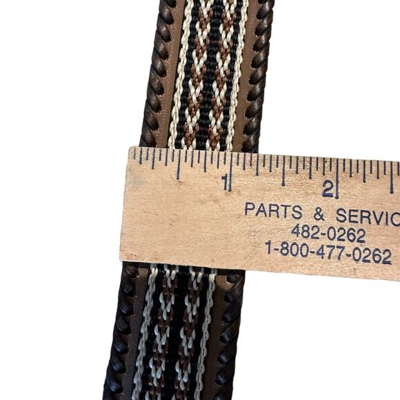 Western Belt with Heart Shaped Conchos Womens XL Brown and Tan Silver Buckle - Picture 7 of 11